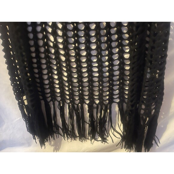 UMGEE Black Crochet Long Fringe Vest/Duster Goth Bohemian Whimsigoth  S - Picture 4 of 9